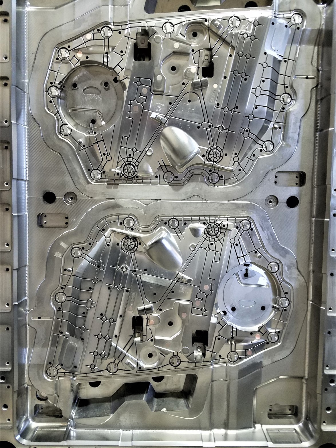 a close up view of a shiny metal surface